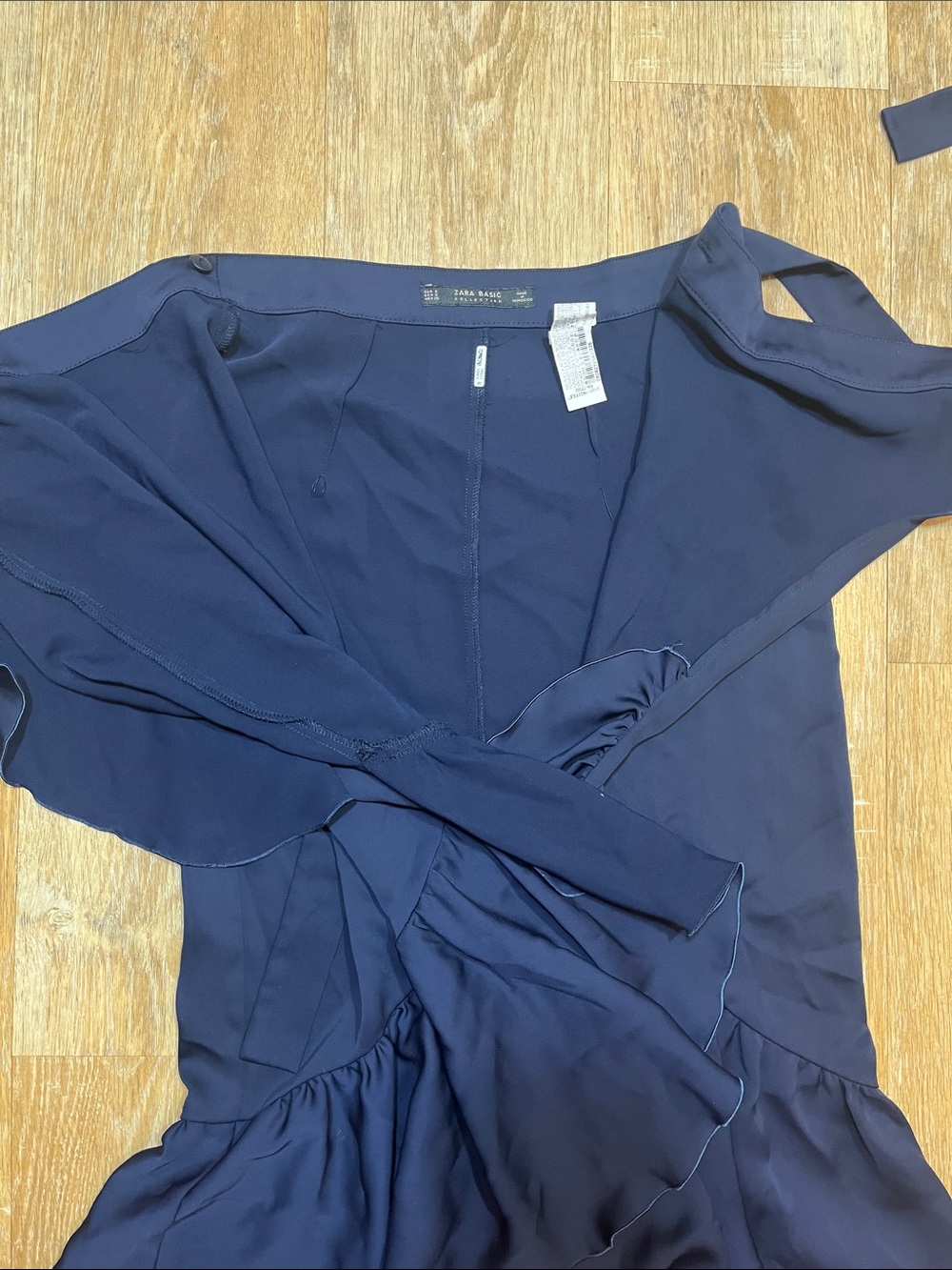 Zara Basic Navy Blue Wrap Midi Skirt Small S Ruffle - Picture 10 of 15